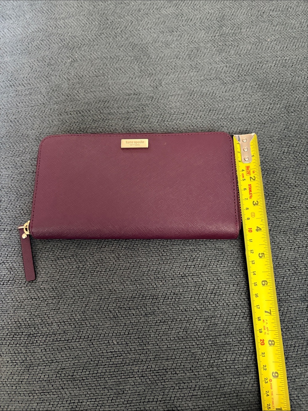 Kate Spade New York Zip Around Wallet | Plum Burgundy Saffiano Leather NWOT - Picture 8 of 10